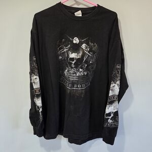 Vintage Y2K Biker Skull Eagle Double Sleeve Hits XL Long Sleeve Shirt
